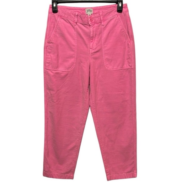 J. Crew Women's High Rise Garment-Dyed Foundry Pants-Barbie Pink Size 8 - Picture 3 of 7